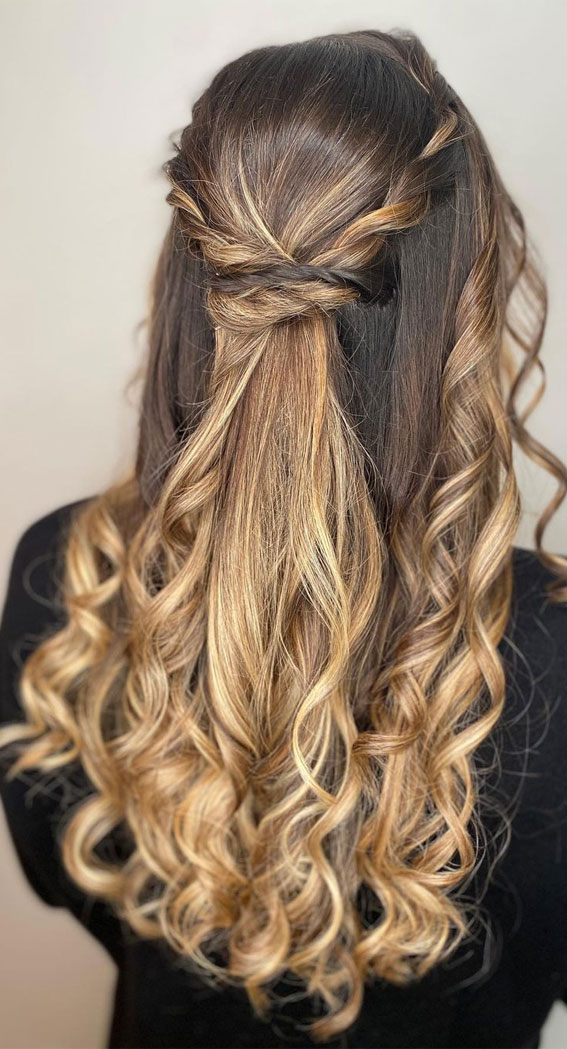 45 Half Up Half Down Prom Hairstyles : Ombre Blonde Half Up
