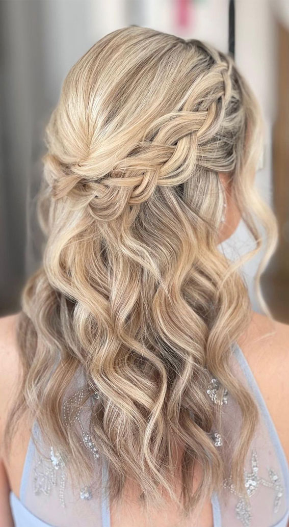 45 Half Up Half Down Prom Hairstyles : Effortless and textured half up with braids