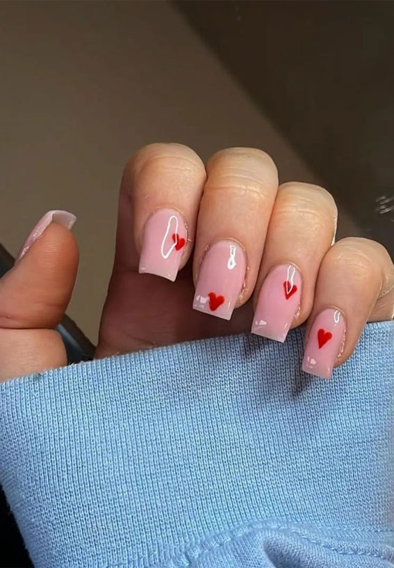 59 Cutest Valentine's Day Nails To Wear Right Now : Red Heart Gel Nails