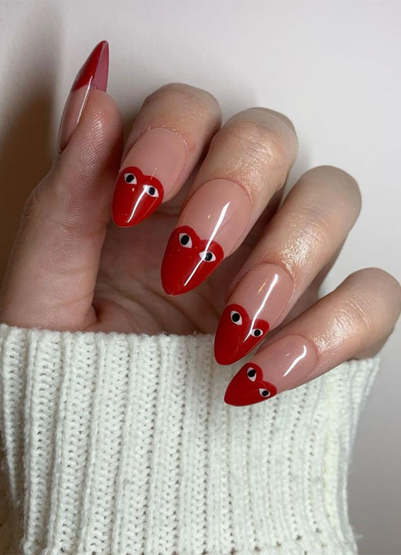 59 Cutest Valentine’s Day Nails To Wear Right Now : Comme Des Garçon’s Tips