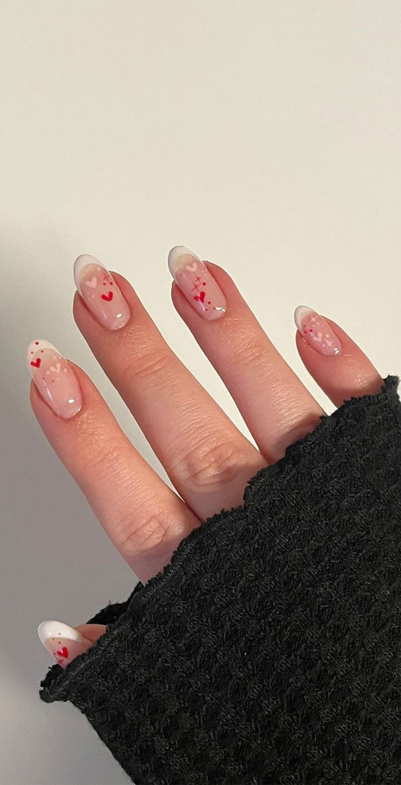 59 Cutest Valentine’s Day Nails To Wear Right Now : Pink & Red Sheer Gel Nails