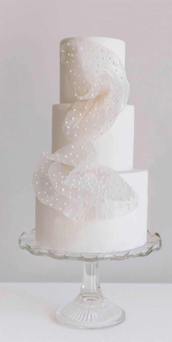 Top 50 Wedding Cake Trends 2023 : Something White + Pearl Veil
