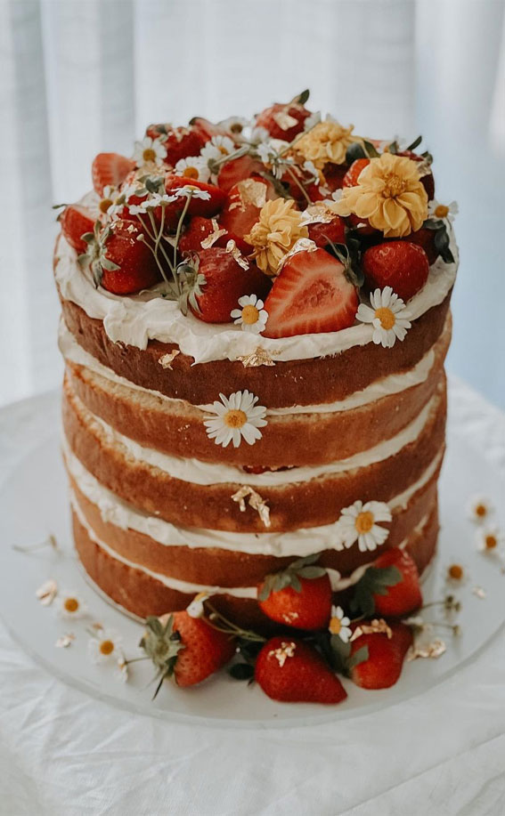 Top 50 Wedding Cake Trends 2023 : Naked Wedding Cake