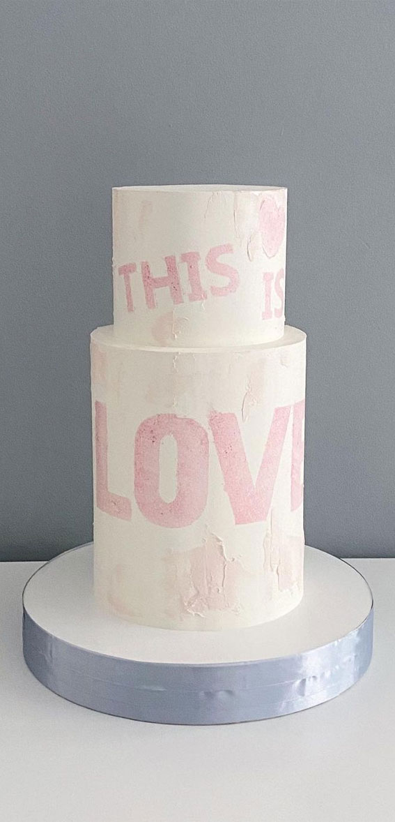 Top 50 Wedding Cake Trends 2023 : Pink Love Letter Cake