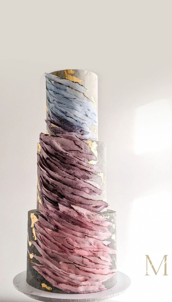 Top 50 Wedding Cake Trends 2023 : Ombre Ruffly Wafer Cake