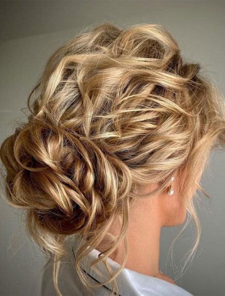 53 Best Wedding Hairstyles for 2023 Brides : Blonde Textured + Volume Updo