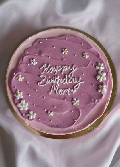 40+ Cute Simple Birthday Cake Ideas : White Daisy Purple Buttercream