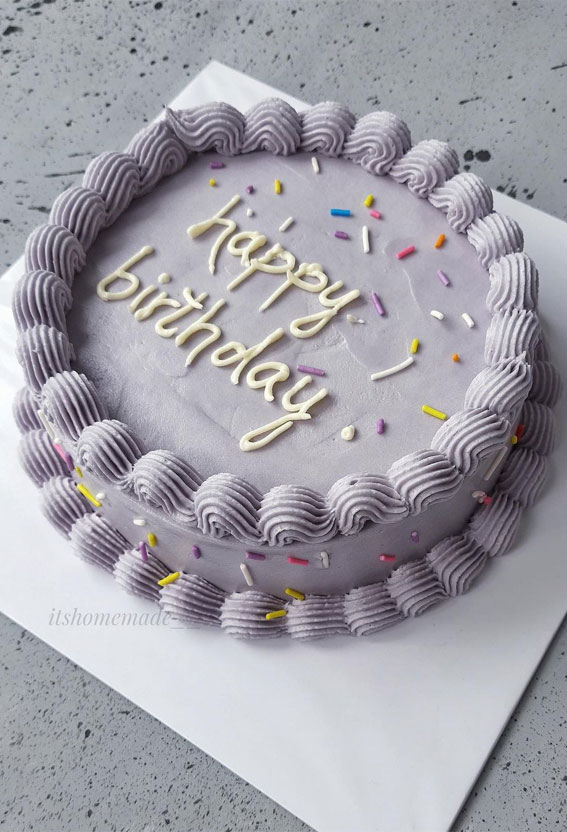 40+ Cute Simple Birthday Cake Ideas : Lavender Coloured Cake