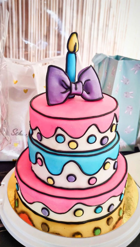 25+ Comic Cake Ideas That're Trending : Cake Topped with Huge Bow