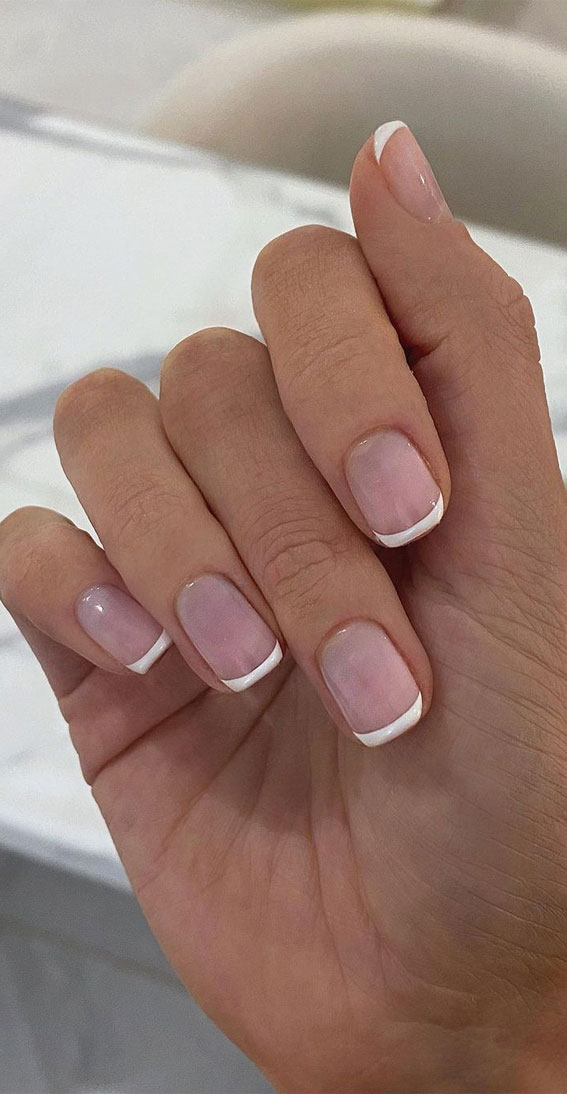40 Awesome Spring Nail Ideas 2023 : Micro French Tip Nails