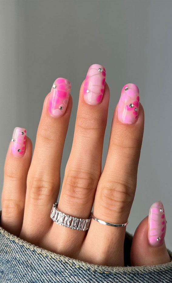 40 Awesome Spring Nail Ideas 2023 : Pink Blooming Style