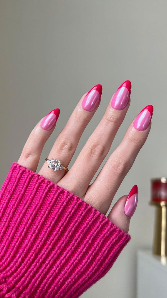 40 Awesome Spring Nail Ideas 2023 : Two-Toned Nails