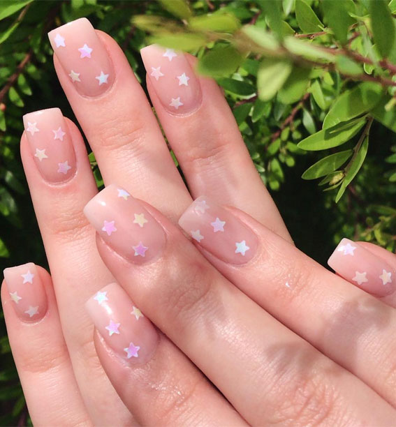 Star Nails Are Trending Now : White Star Square Nails