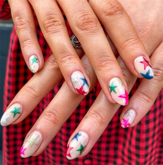 Star Nails Are Trending Now : Colourful Star Nails