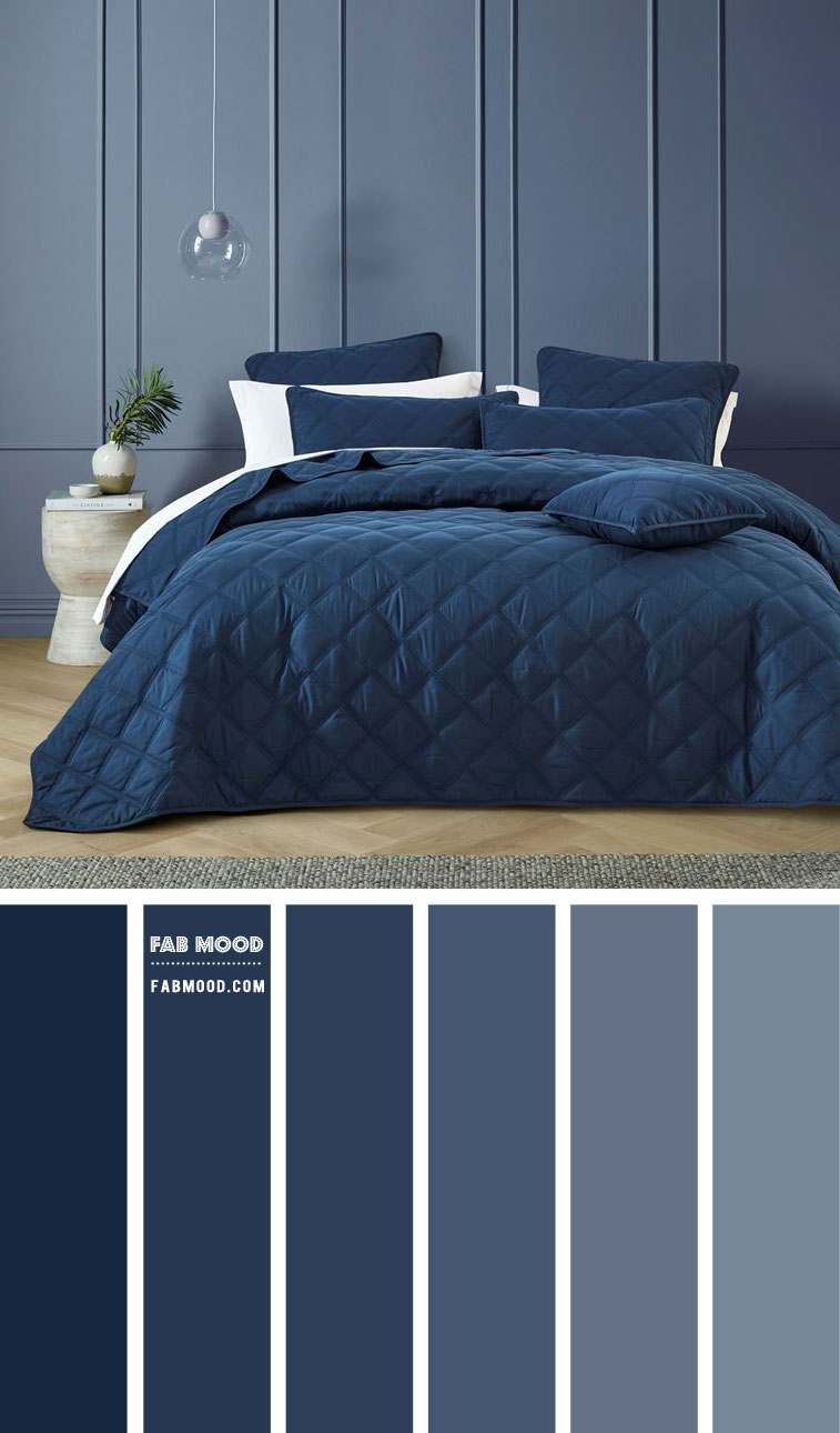 dusty blue and navy blue bedroom, bedroom color scheme, bedroom color combo, bedroom color ideas, navy blue bedroom