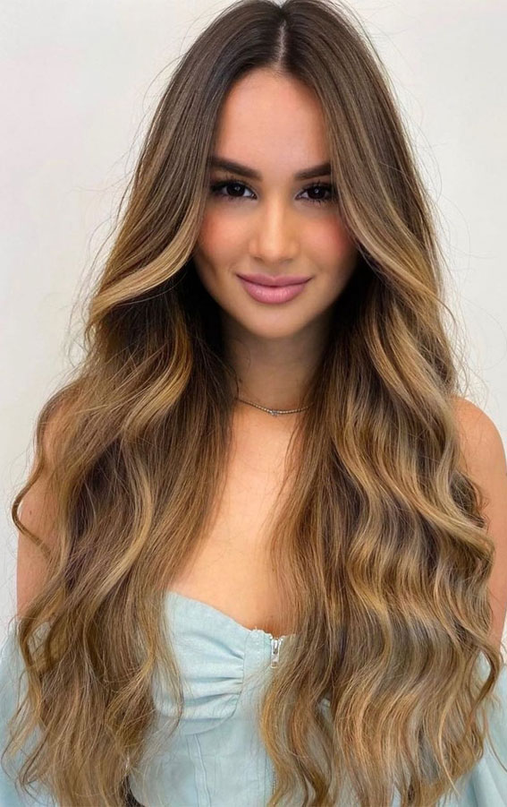 50+ Brunette + Brown Hair Colours & Hairstyles : Beach Blonde Balayage