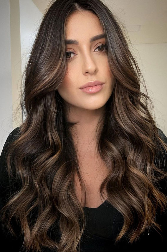 50+ Brunette + Brown Hair Colours & Hairstyles : Smokey Brown Layers