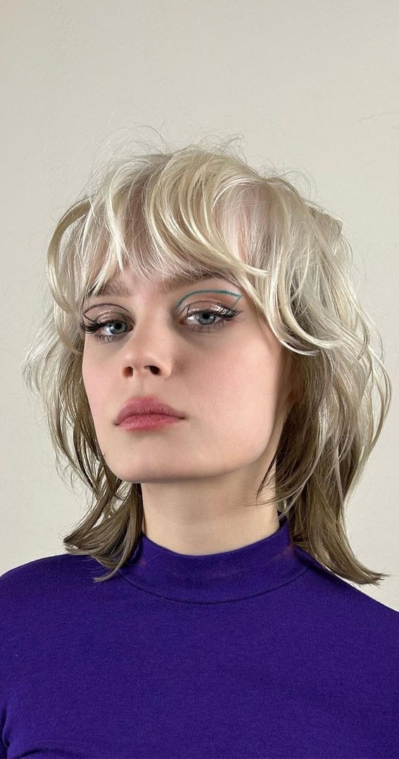 50 Shag Haircuts with Bangs : Bixie Shag + Contrasting Colouring