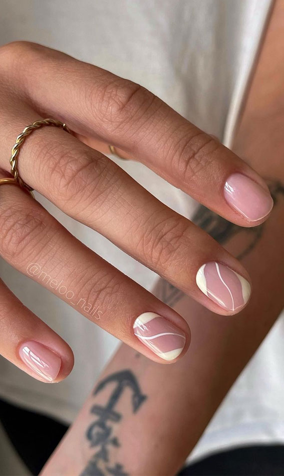 Nude French Tip Press Nails Short Almond Nails - Temu