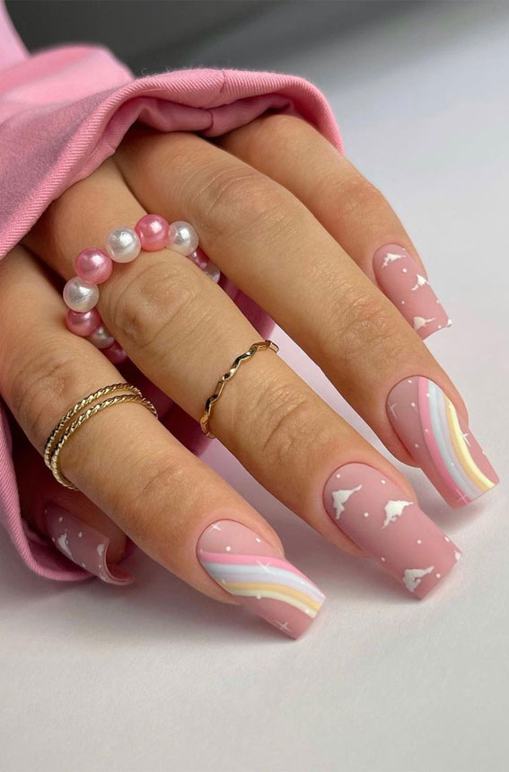50 Best Summer Nails To Try in 2023 : Pastel Rainbow + Dreamy Cloud