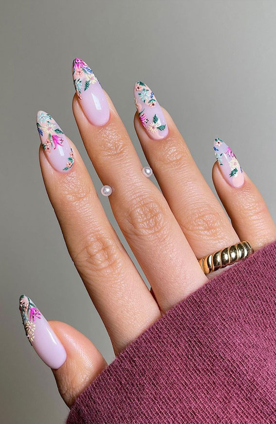 50 Best Summer Nails To Try in 2023 : Textured Wild Flower Nails