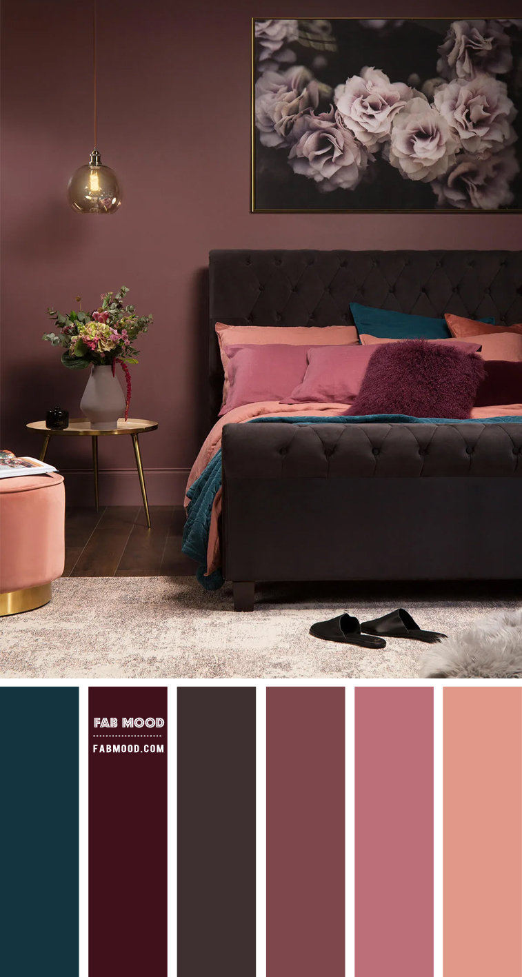 berry bedroom color scheme, berry bedroom color scheme, jewel tone color combination, jewel color scheme, earthy tone, earthy color, brown earthy color palette
