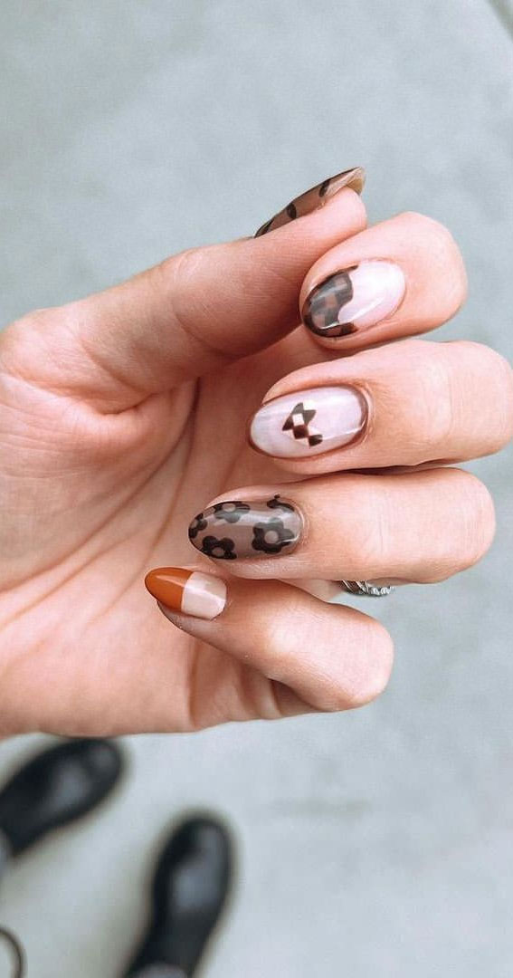 Your Nails Deserve These Floral Designs : Brown Nail Art