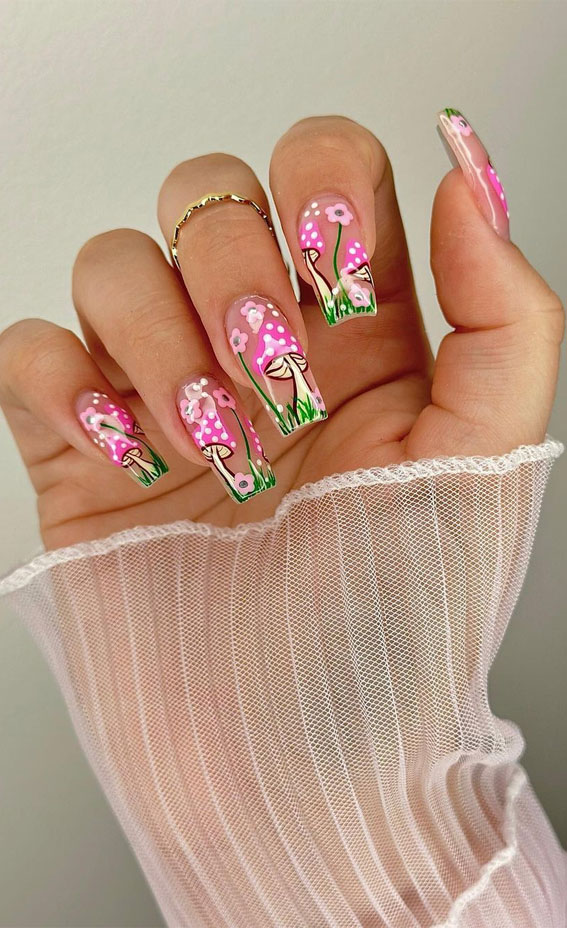 Your Nails Deserve These Floral Designs : Flower & Mushroom Nails