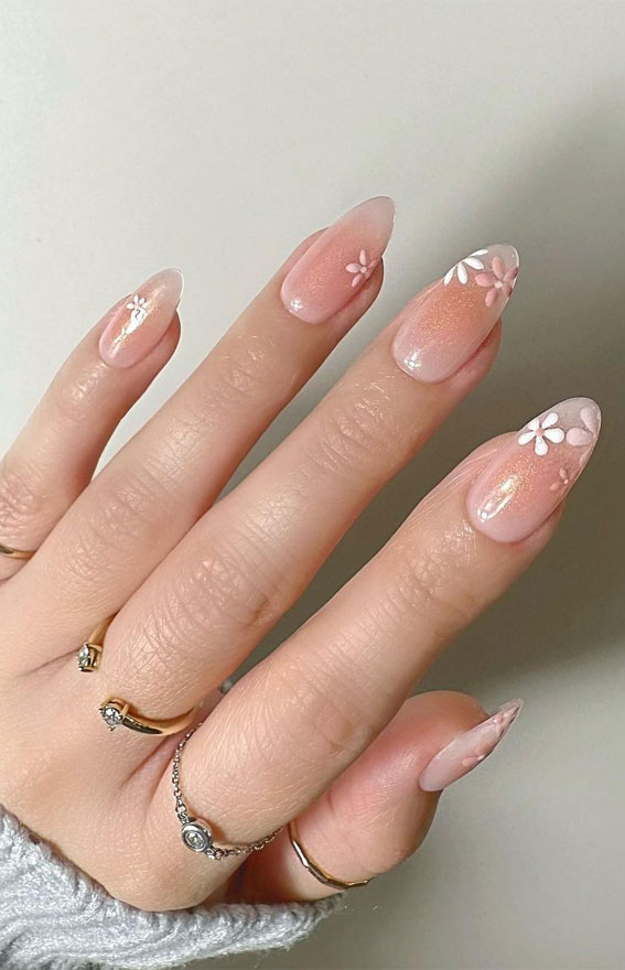 50 Best Summer Nails To Try in 2023 : Blush Aura + Flower Nails