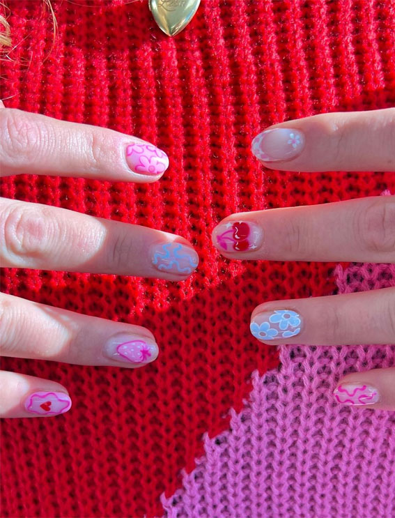 50 Best Summer Nails To Try in 2023 : Pick n Mix Cherry & Floral Nails
