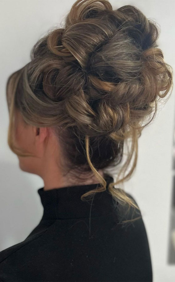 50+ Updo Hairstyles That’re So Stylish : High Textured Messy Hair Updo
