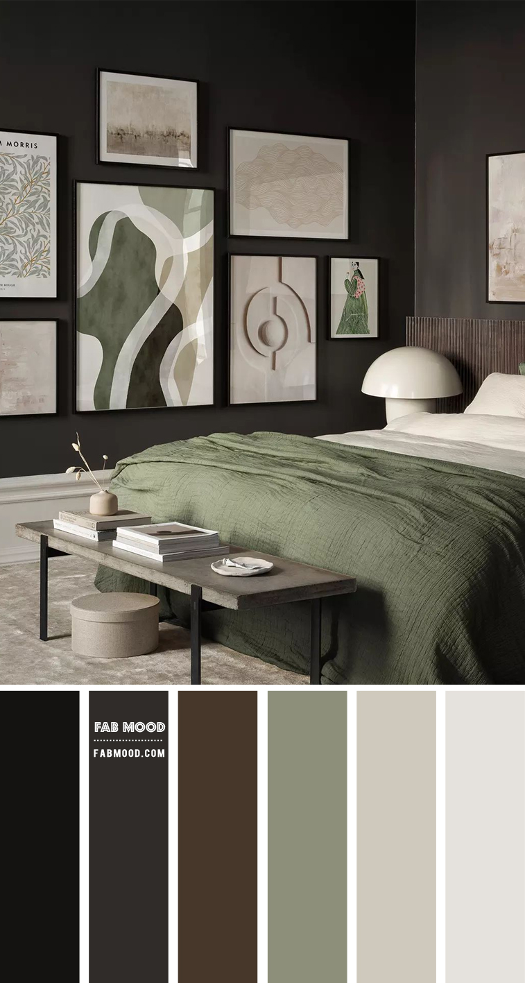 20 Best Bedroom Colour Combination Ideas : Brown, Charcoal, and Sage