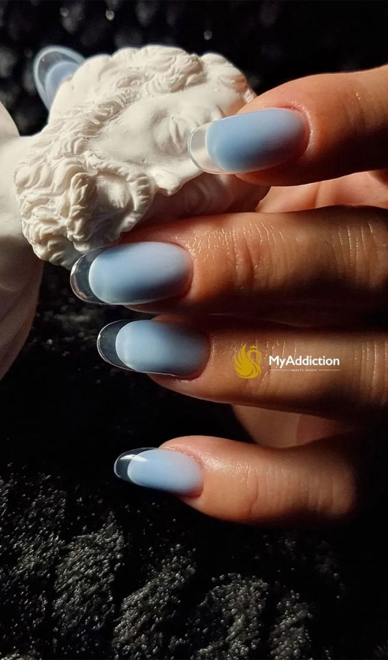 French Glass Nails That’re Sophisticated and Understated : Baby Blue Nails