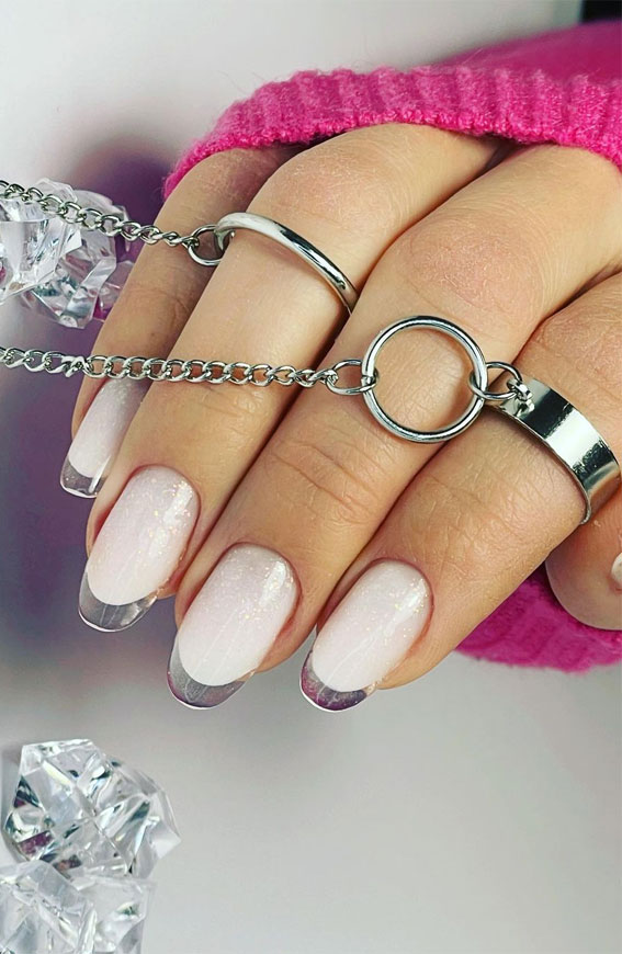 French Glass Nails That’re Sophisticated and Understated : Subtle Shimmery Nails