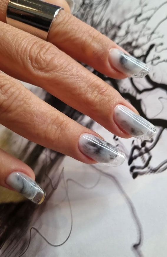 French Glass Nails That’re Sophisticated and Understated : Smokey Nails