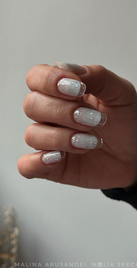 French Glass Nails That’re Sophisticated and Understated : Shredded Glass Ombre Nails
