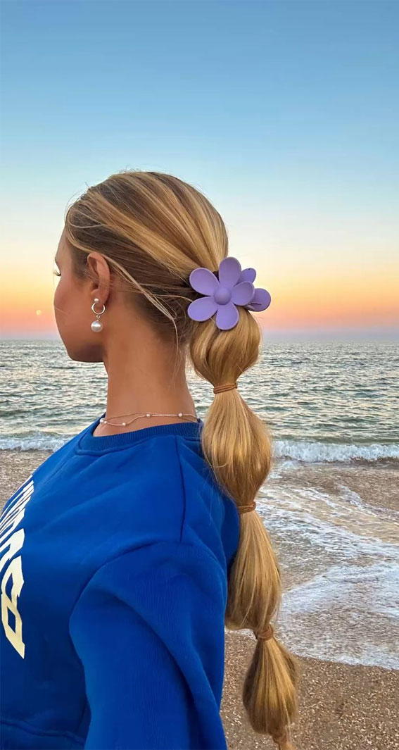 50+ Cute Hairstyles For Any Occasion : Purple Flower Hair Clip