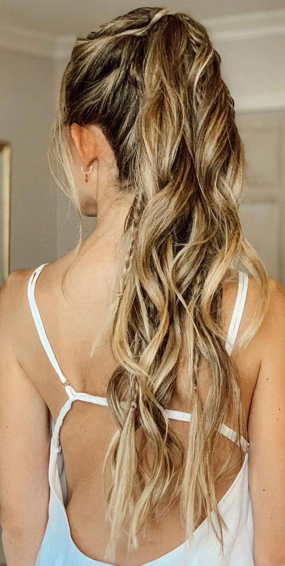 Cute Hairstyles That’re Perfect For Warm Weather : Ponytail + Small Braid Boho Vibes