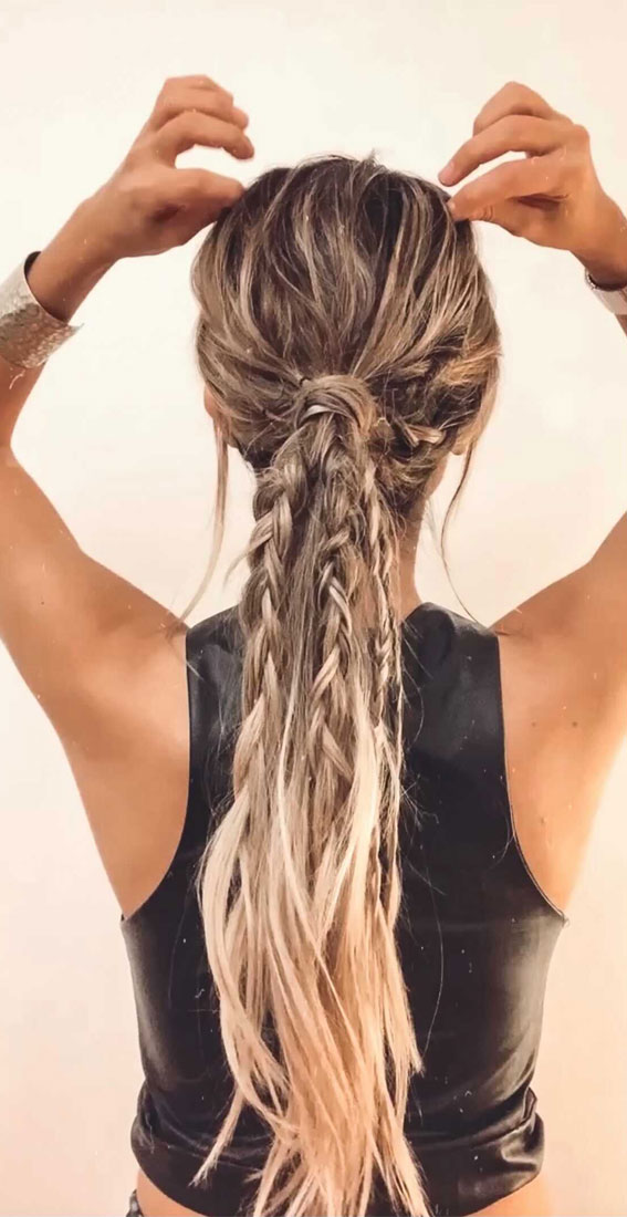 Cute Hairstyles That’re Perfect For Warm Weather : Boho Braid Textured Ponytail