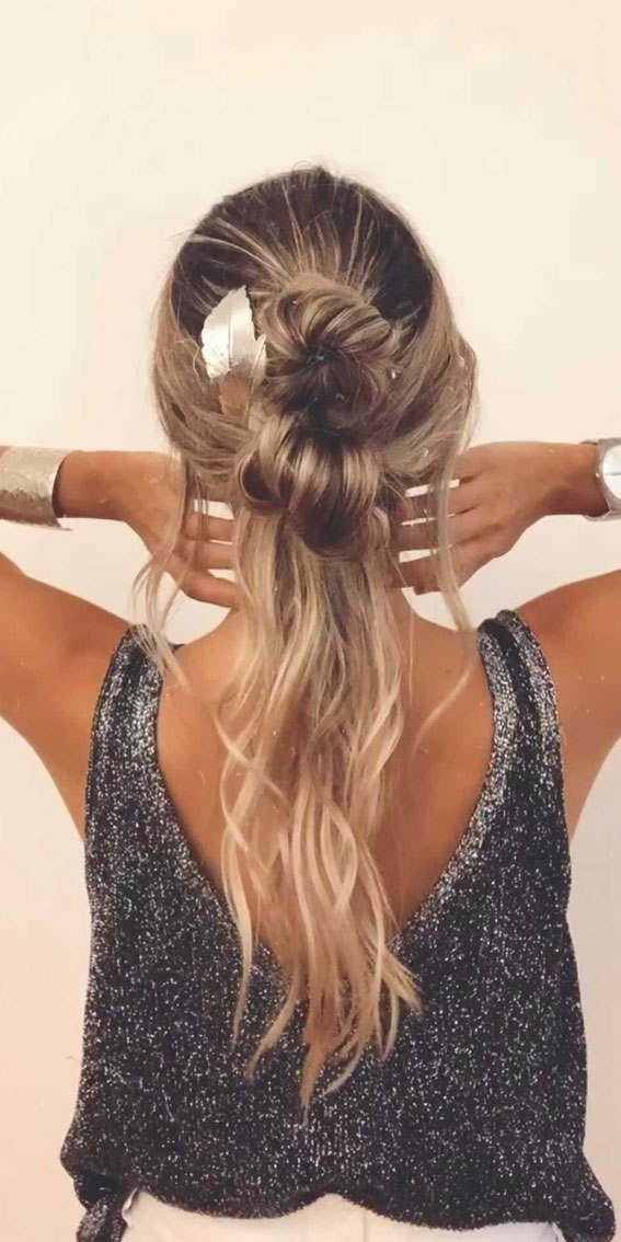 Cute Hairstyles That’re Perfect For Warm Weather : Boho Half Up Double Buns