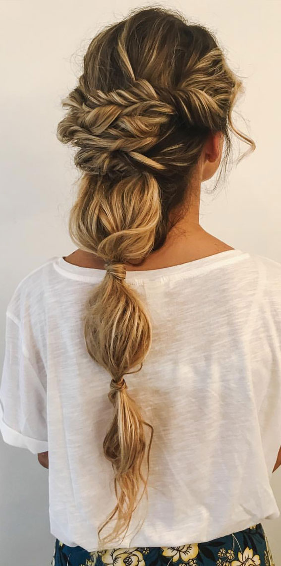 Cute Hairstyles That’re Perfect For Warm Weather : Tousled + Twist + Textured Bubble Braids