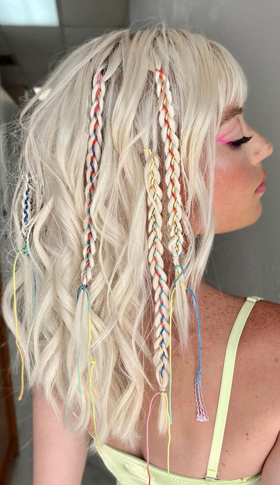 Cute Hairstyles That’re Perfect For Warm Weather : Colourful Small Braids