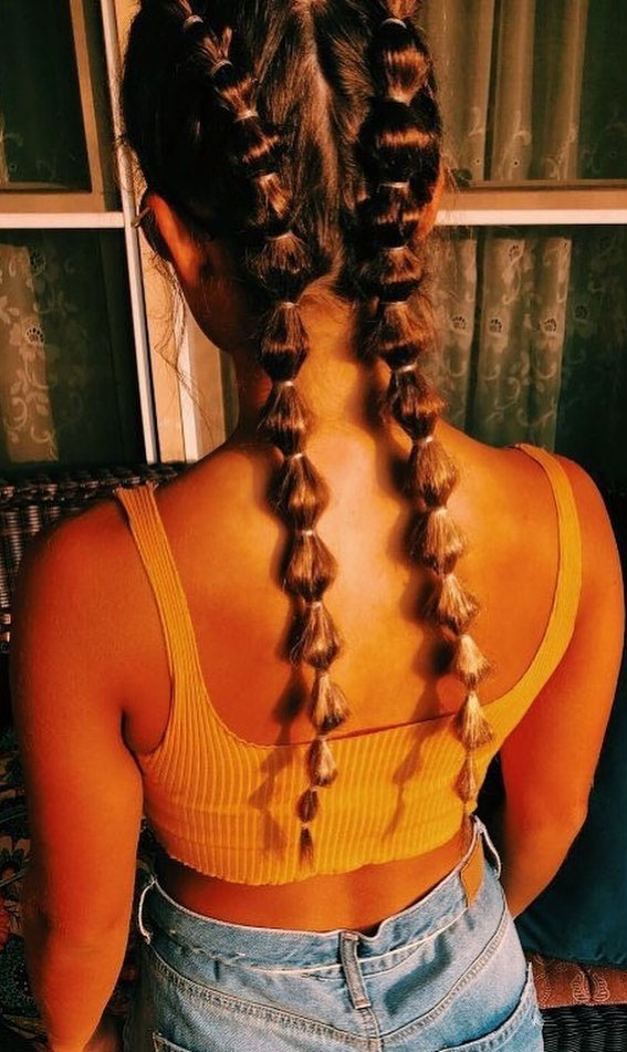 Cute Hairstyles That’re Perfect For Warm Weather : Cute Double Bubble Braids