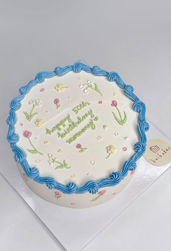 50+Cute Minimalist Buttercream Cakes : Happy 50th Birthday