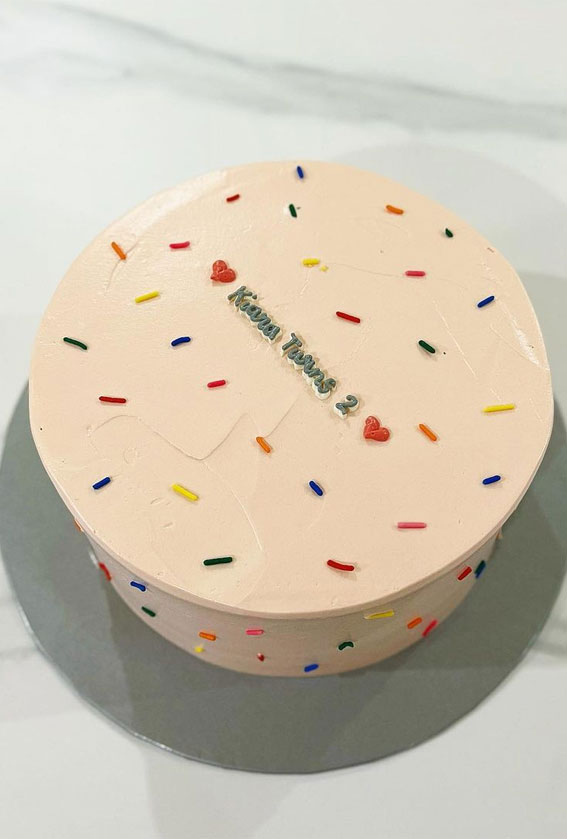 50+Cute Minimalist Buttercream Cakes : Sprinkles Cream Cake for 2nd Birthday