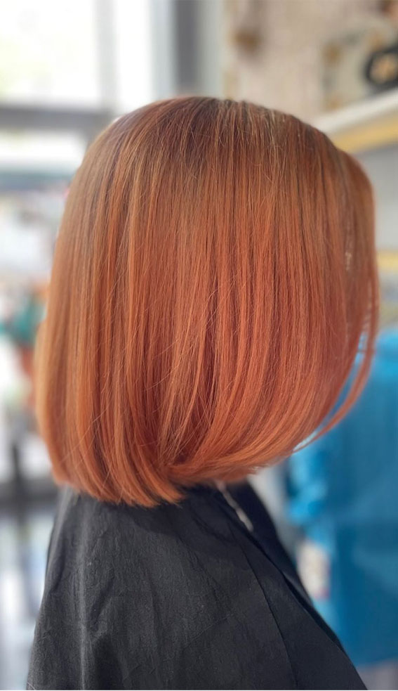 25 Peach Hair Colour Ideas That’re Perfect For Summer : Dark Peach Bob