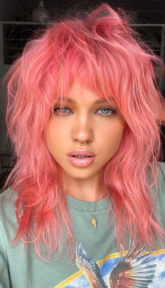 34 Pink Hair Colours That Gives Playful Vibe : Magenta Pink Middle