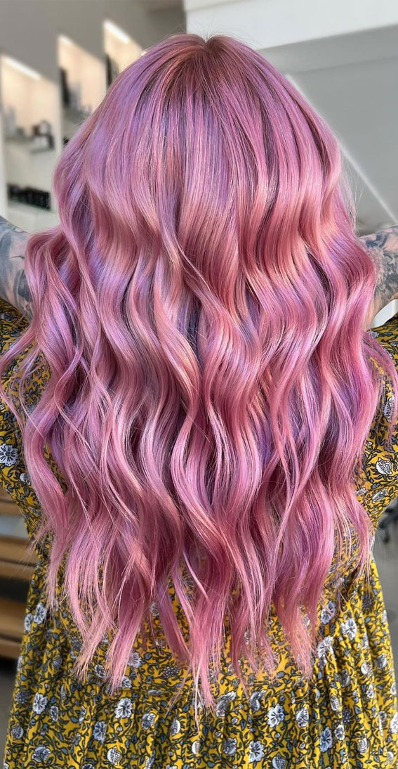 34 Pink Hair Colours That Gives Playful Vibe : Dusty Pink Swirls