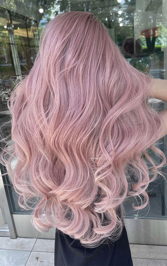 34 Pink Hair Colours That Gives Playful Vibe : Blush Pink Soft Waves