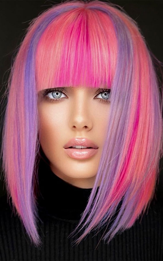 34 Pink Hair Colours That Gives Playful Vibe : Lavender & Pink
